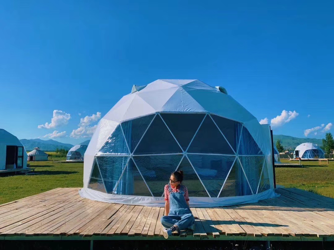 winter outdoor dome house waterproof pvc cover geodesic glamping dome tent