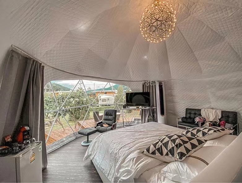 winter outdoor dome house waterproof pvc cover geodesic glamping dome tent