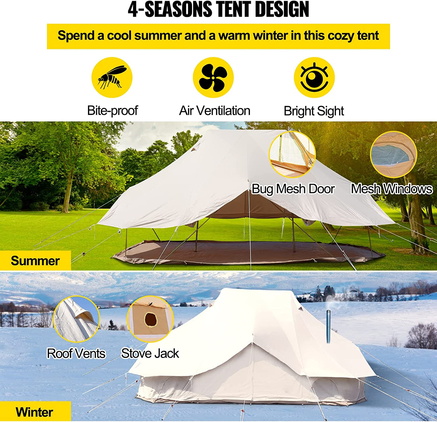 emperor cotton canvas bell tent with stove hole emperor tent for sale