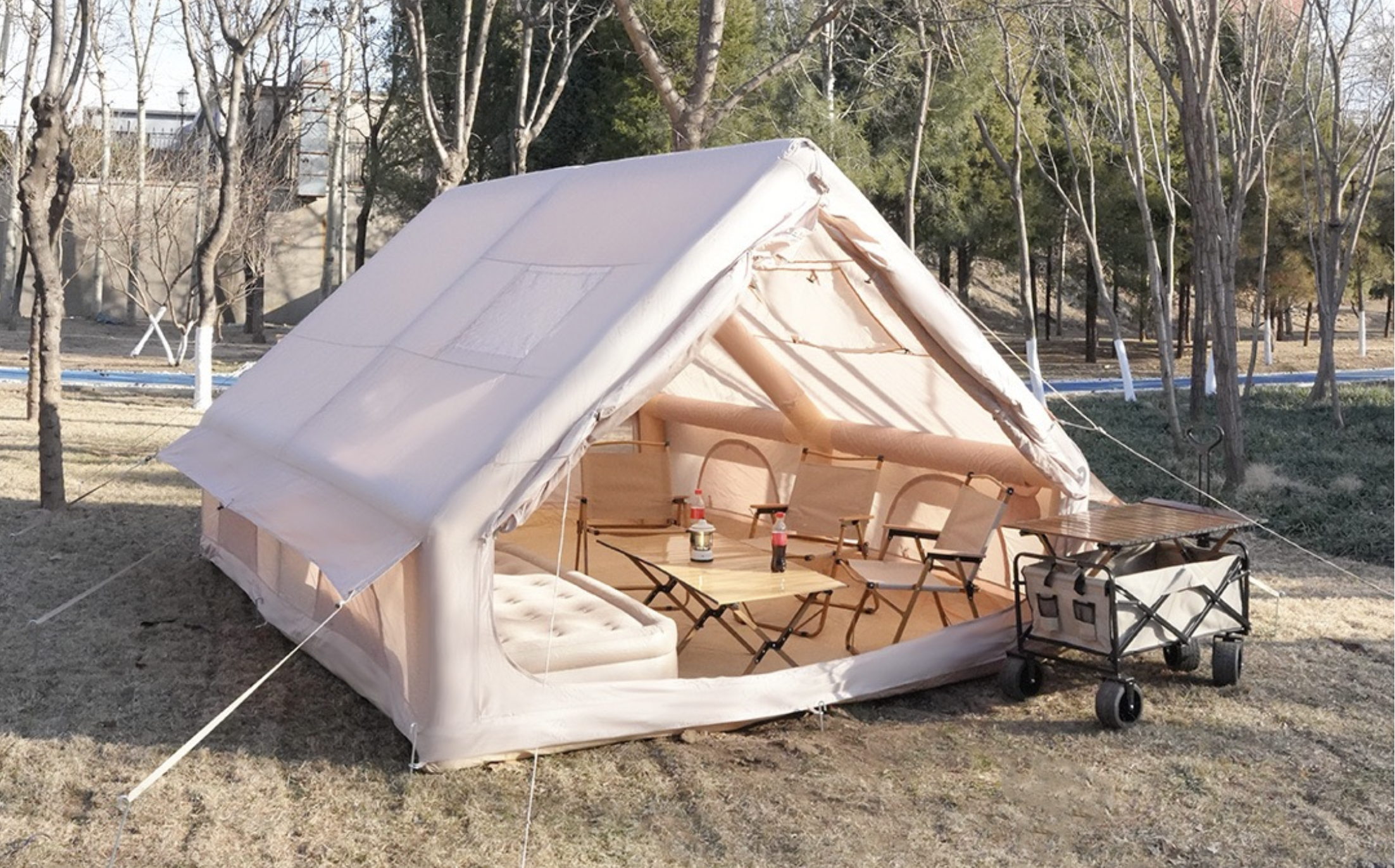 2025 cheap cotton outdoor air inflatable tent oxford fabric automatic tent inflatable tent for camping