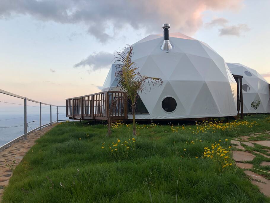 winter outdoor dome house waterproof pvc cover geodesic glamping dome tent