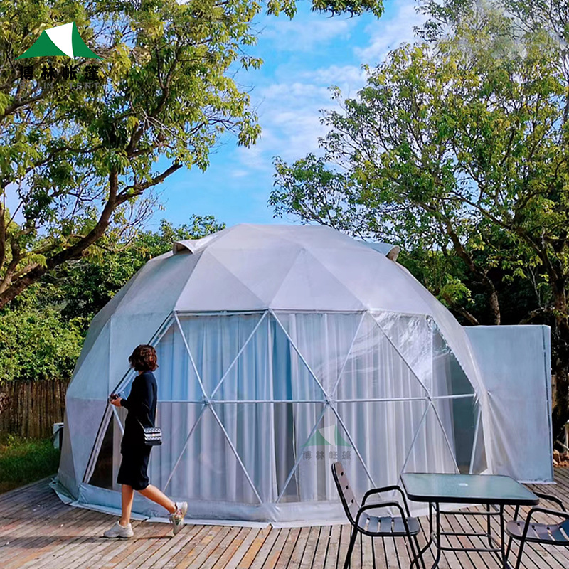 winter outdoor dome house waterproof pvc cover geodesic glamping dome tent