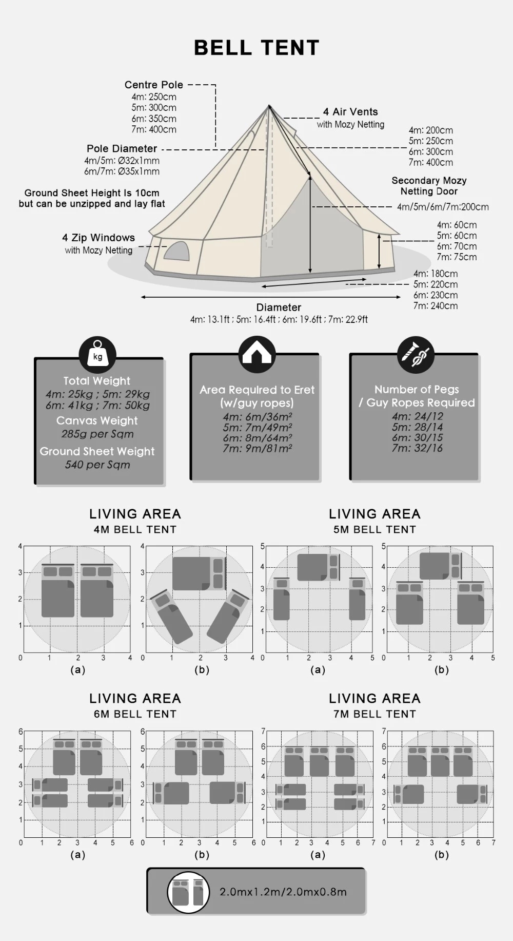 4m 5m 6m canvas bell tent wholesale