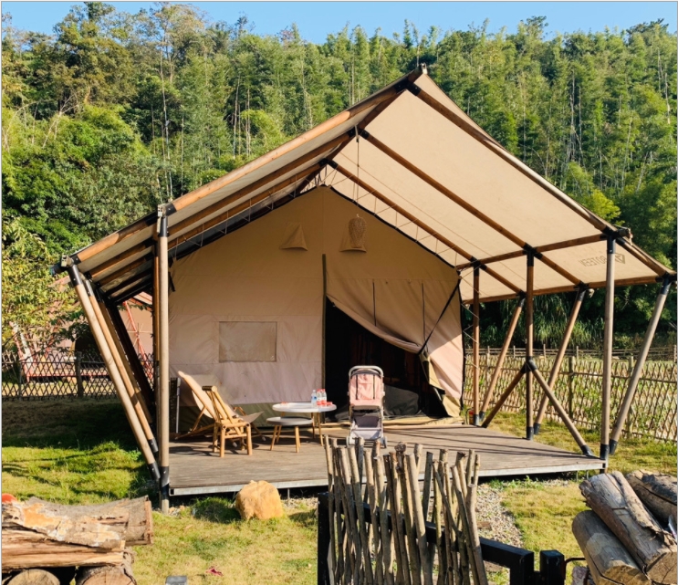 outdoor waterproof wood frame luxury glamping tent hotel tent camping tent